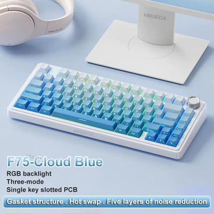 AULA F75 2.4G Wireless/Bluetooth/Wired Gaming Mechanical Keyboard RGB Customized 75% Layout OEM Profile Gasket Structure