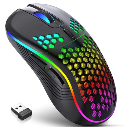 2.4G Wireless Gaming Mouse RGB Lighting Charging Mouse with Adjustable DPI Ergonomic Honeycomb Design for Desktop Laptop