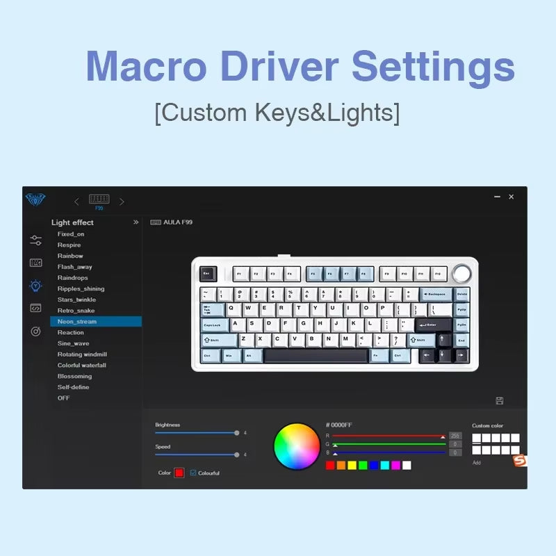 AULA F75 2.4G Wireless/Bluetooth/Wired Gaming Mechanical Keyboard RGB Customized 75% Layout OEM Profile Gasket Structure