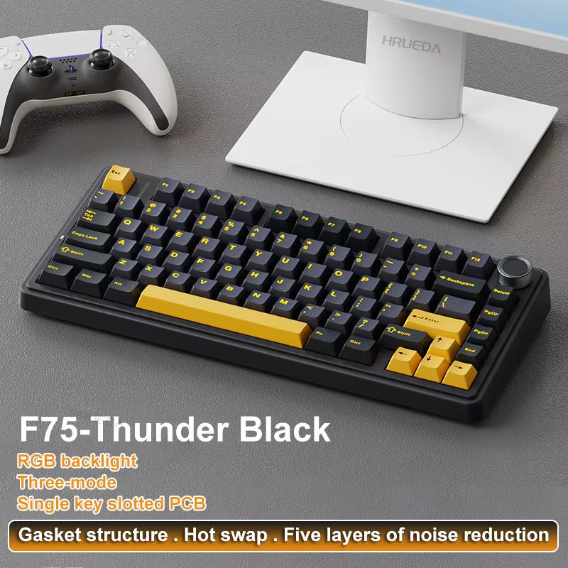 AULA F75 2.4G Wireless/Bluetooth/Wired Gaming Mechanical Keyboard RGB Customized 75% Layout OEM Profile Gasket Structure